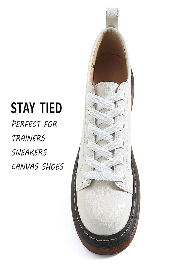 VSUDO 45" Flat White Shoe Laces for Sneakers, Shoelaces for Sneakers, Replacements Shoe Strings for Women or Men (1 Pair-White-114CM) - Image 3